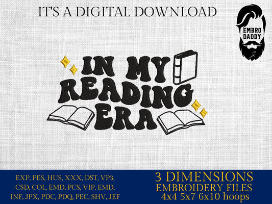 Machine Embroidery files, in my reading era, embroidery files, PES, xxx, hus & more, embroidery files