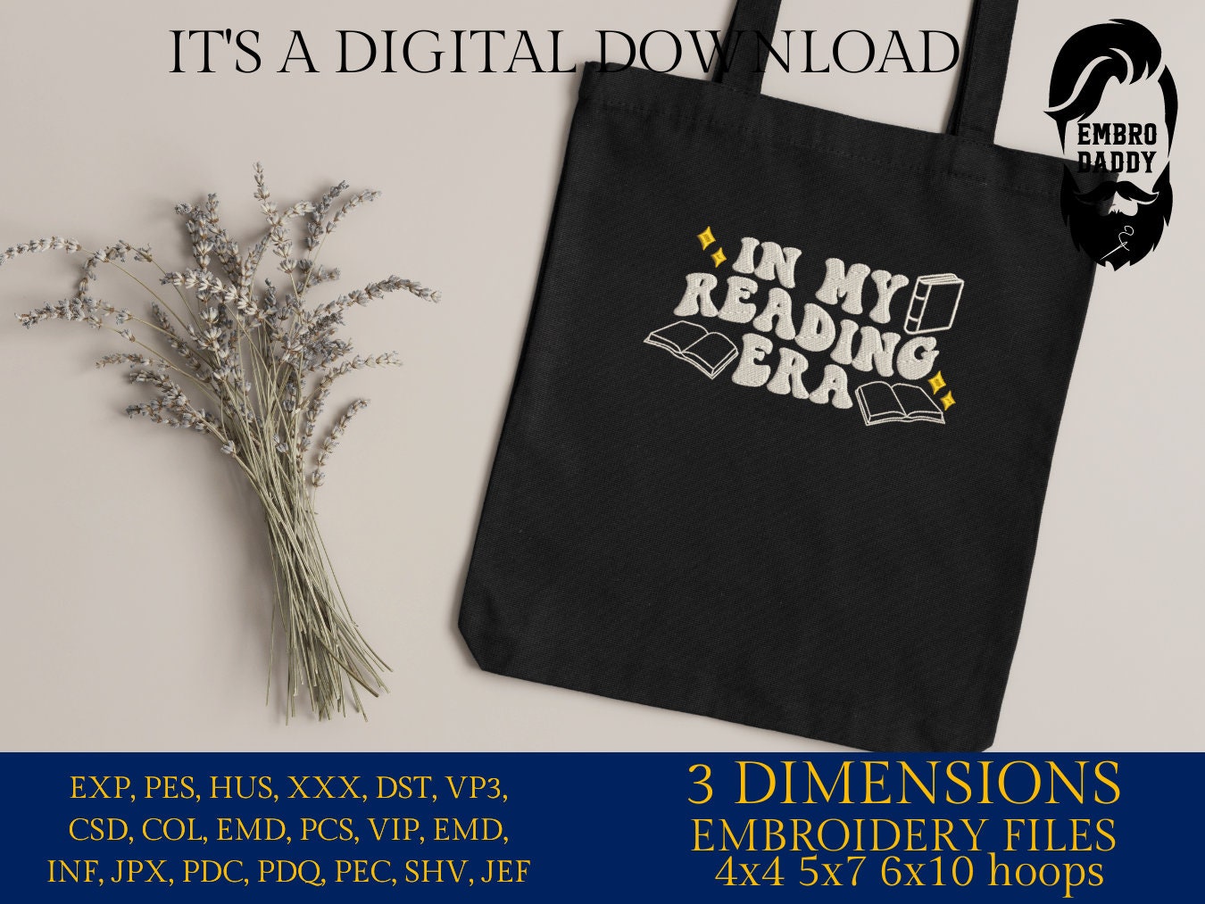 Machine Embroidery files, in my reading era, embroidery files, PES, xxx, hus & more, embroidery files