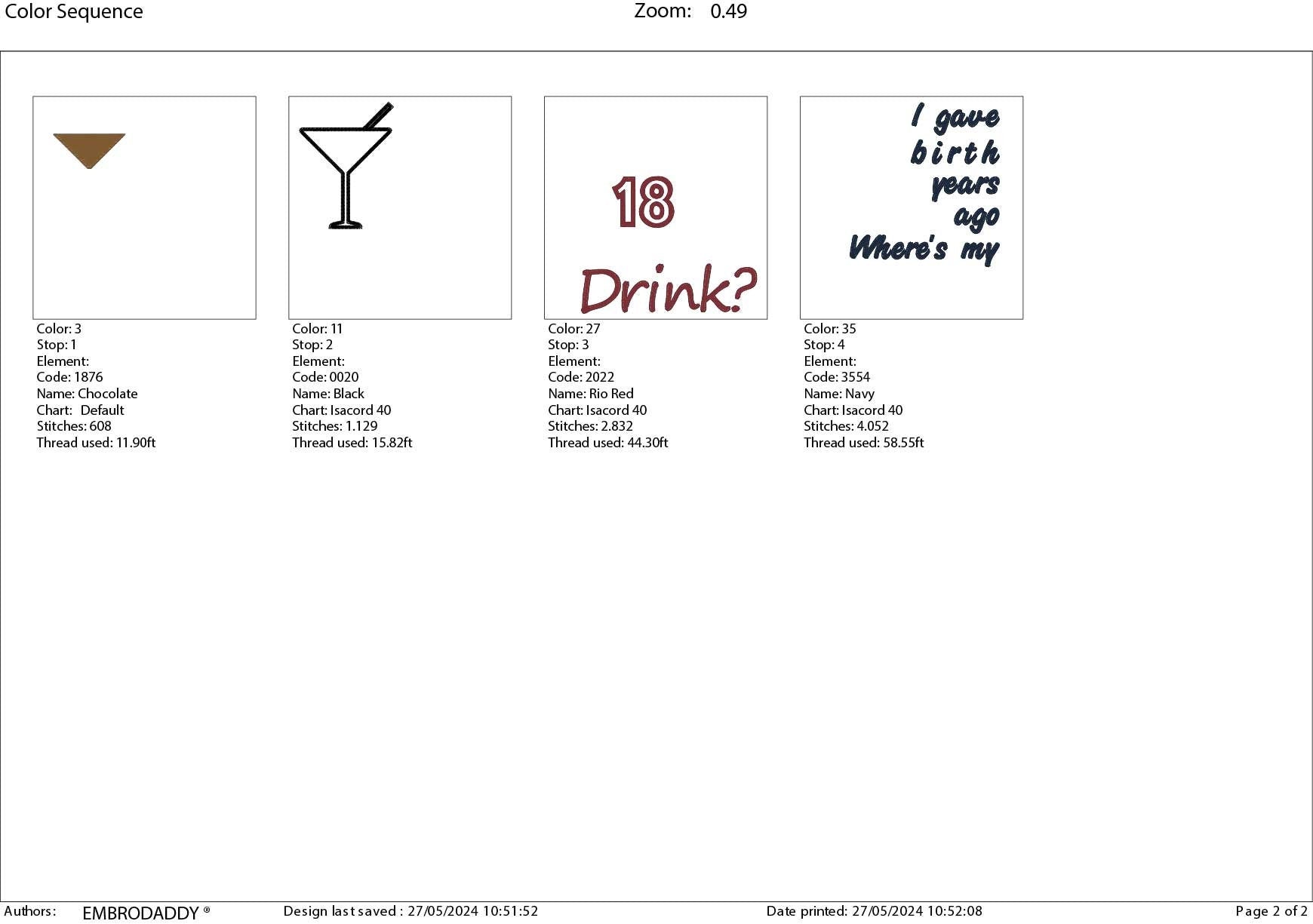 Machine Embroidery files, I gave birth 18 year ago, drink, funny , DST, PES, xxx, hus & more
