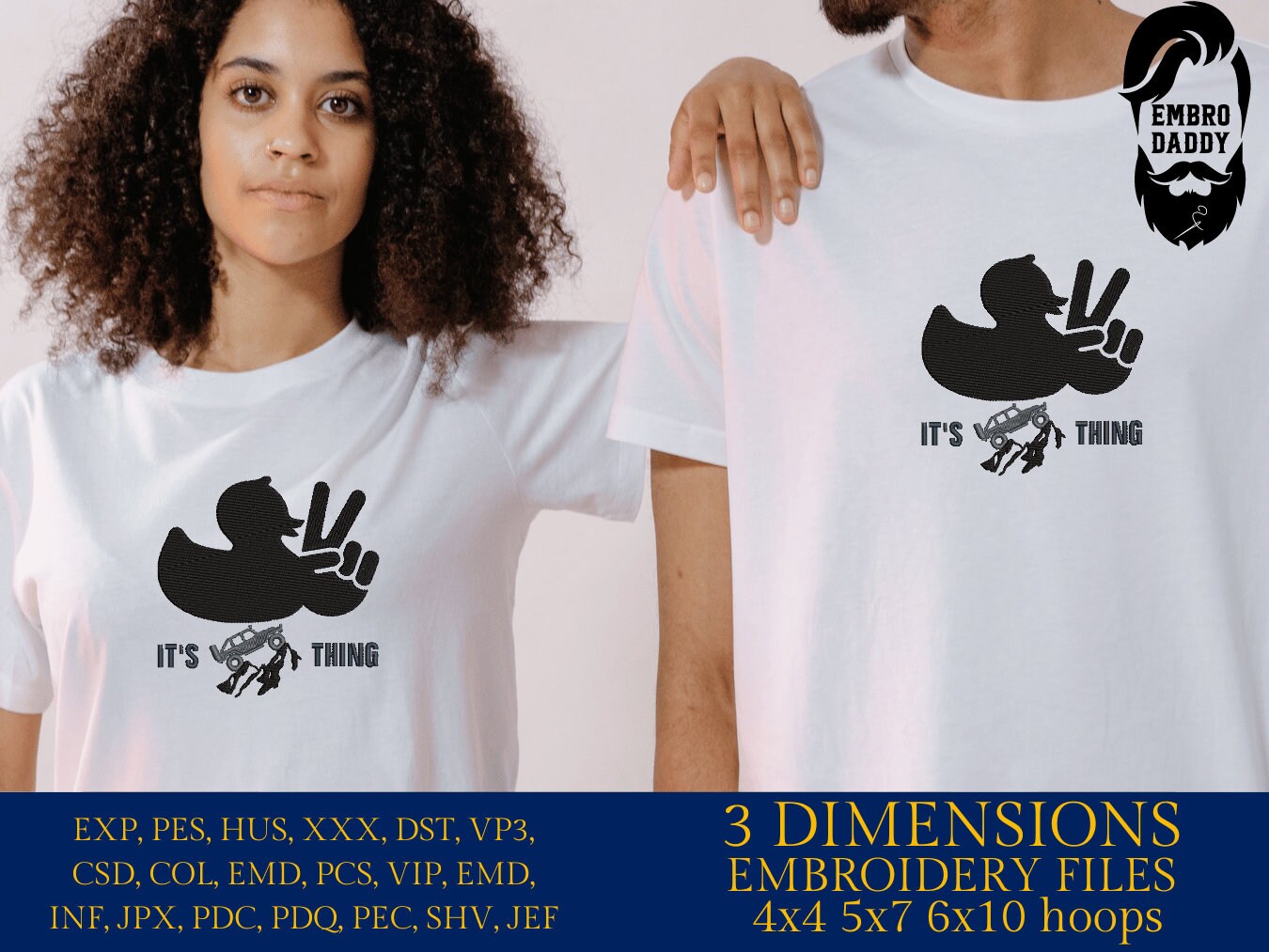 Machine Embroidery files, Duck Wave for off road vehicle, PES, xxx, hus & more