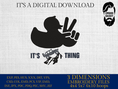 Machine Embroidery files, Duck Wave for off road vehicle, PES, xxx, hus & more