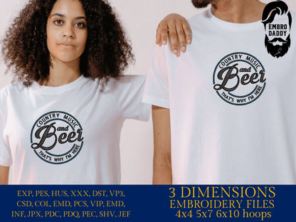 Machine Embroidery files, Country music and Beer, PES, DST, xxx, hus and more