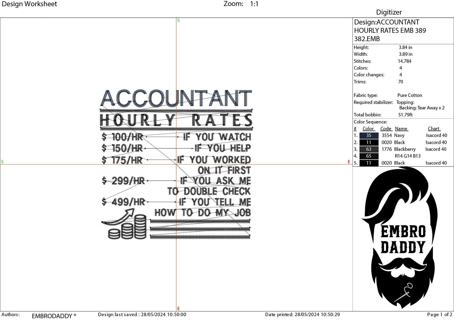 Machine Embroidery files, accountant hourly rates, Arborist, PES, dst, xxx, hus & more