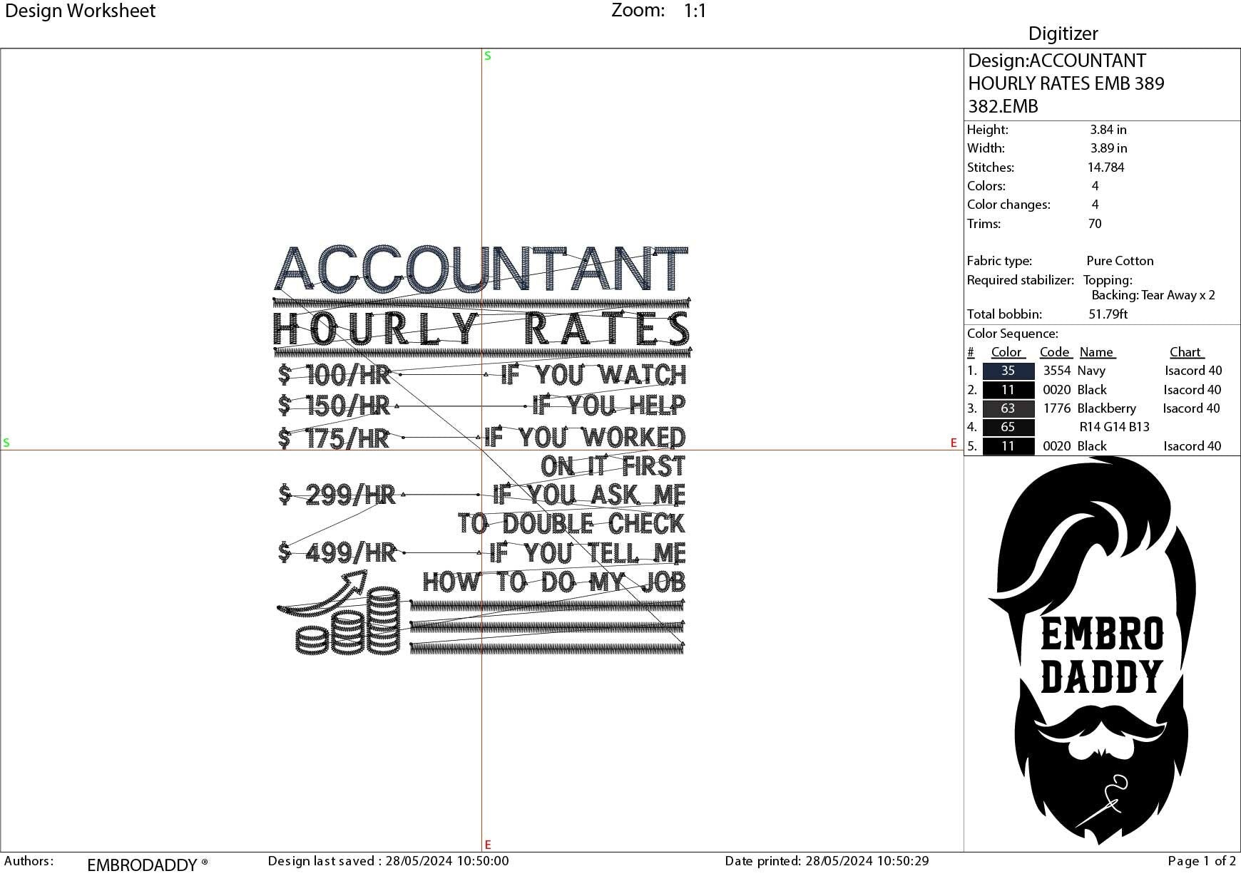 Machine Embroidery files, accountant hourly rates, Arborist, PES, dst, xxx, hus & more