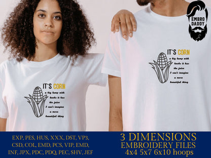Machine Embroidery files, it's corn, juice, PES, dst xxx, hus & more