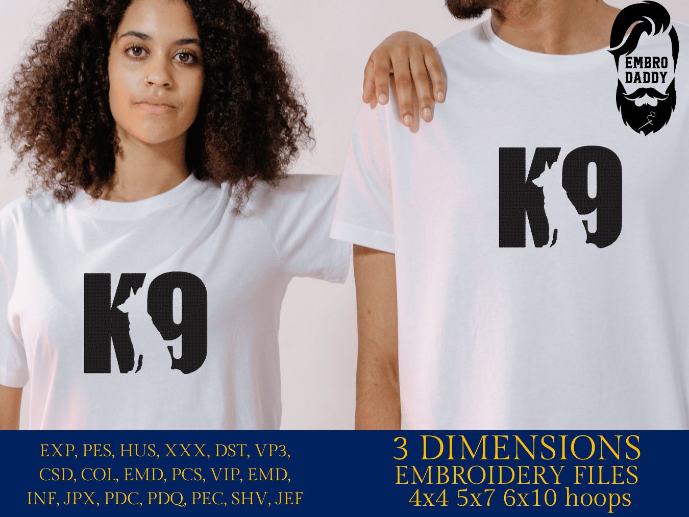 Machine Embroidery files, K9 Police Dog, dst PES, xxx, hus & more