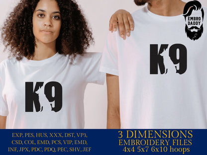 Machine Embroidery files, K9 Police Dog, dst PES, xxx, hus & more