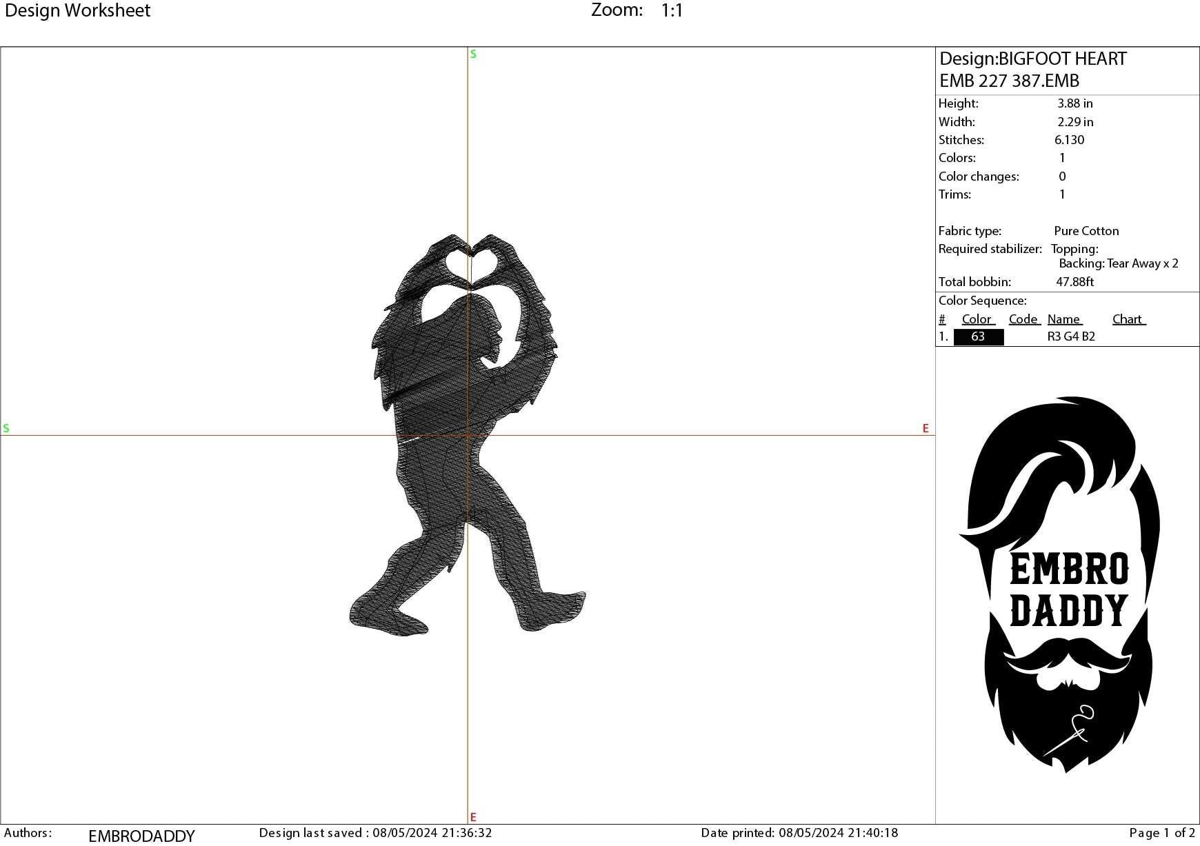 Machine Embroidery files, bigfoot heart, PES, xxx, hus & more
