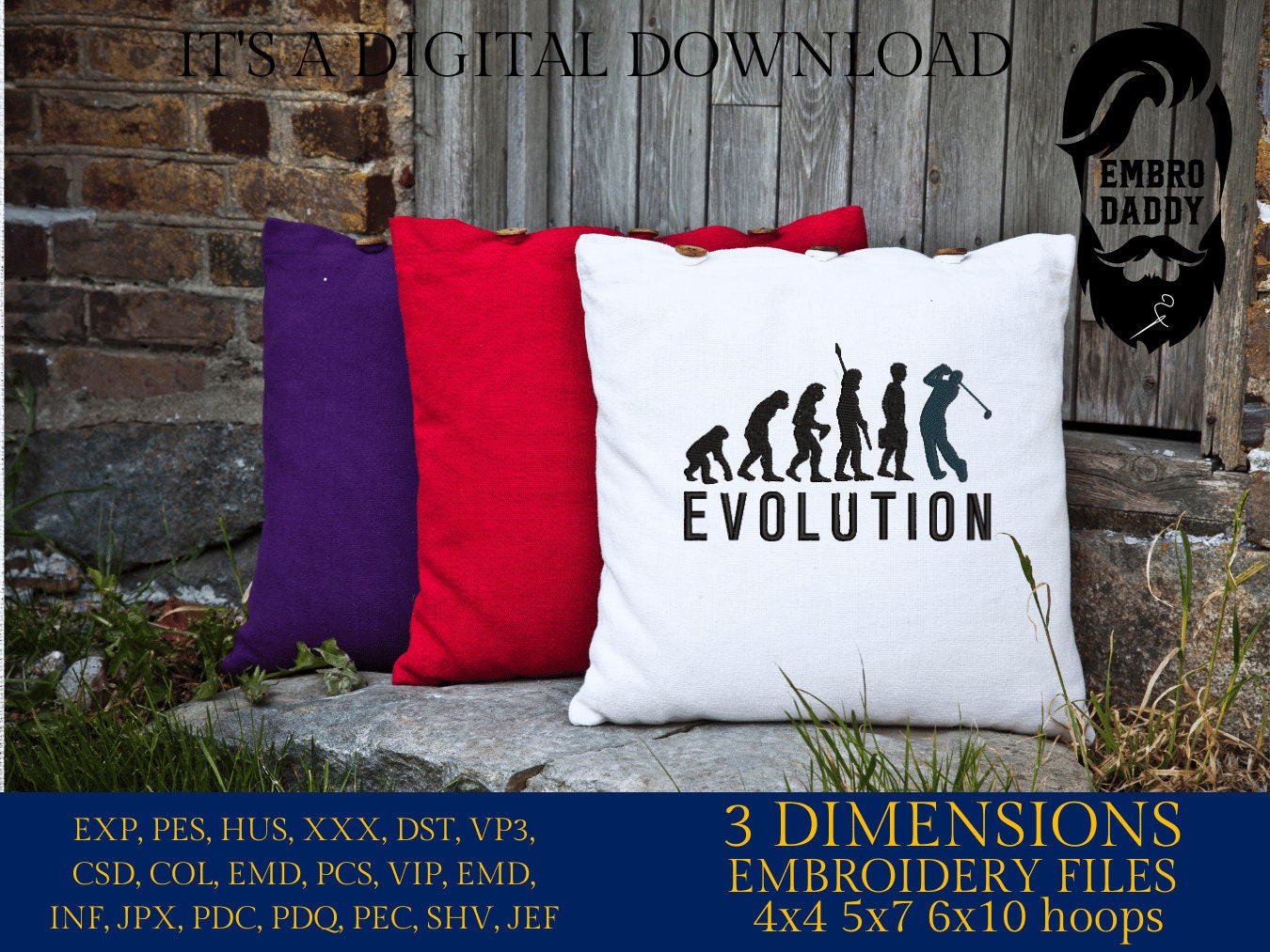 Machine Embroidery files, evolution, golf, PES, DST, hus & more