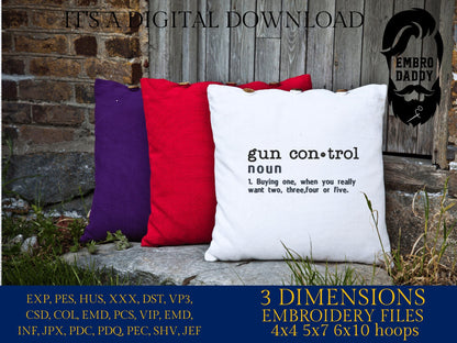 Machine Embroidery files, Gun Control definition, PES, xxx hus & more