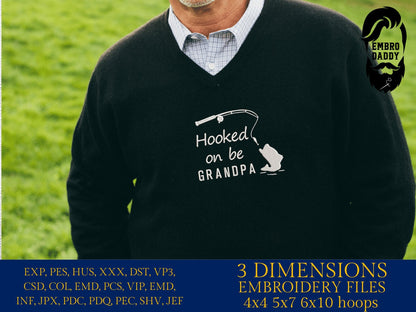 Machine Embroidery files, hooked on being grandpa, PES, DST, hus & more