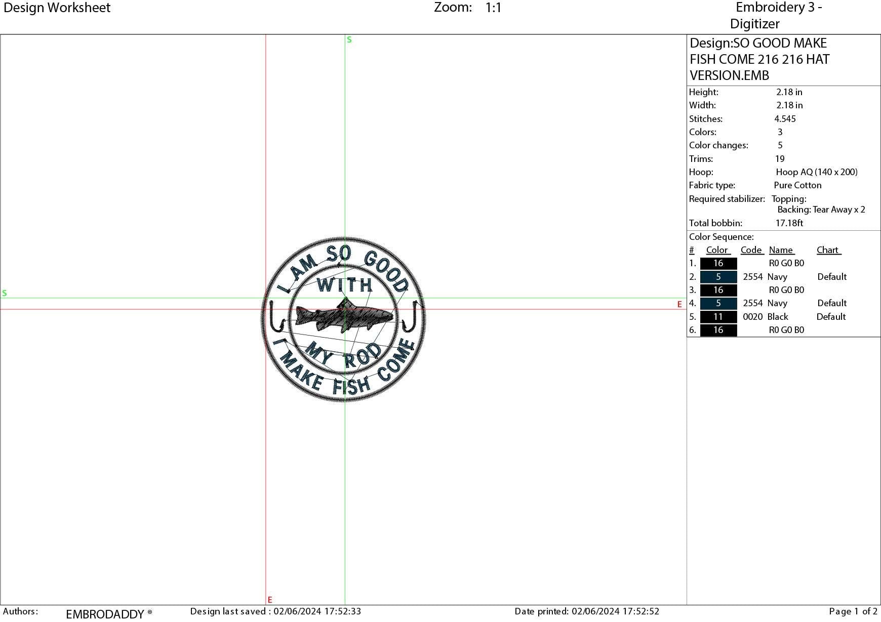 Machine Embroidery files digitized for hats, I'm so good with my rod, embroidery files, funny Design, PES, xxx hus & more