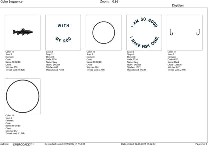 Machine Embroidery files digitized for hats, I'm so good with my rod, embroidery files, funny Design, PES, xxx hus & more