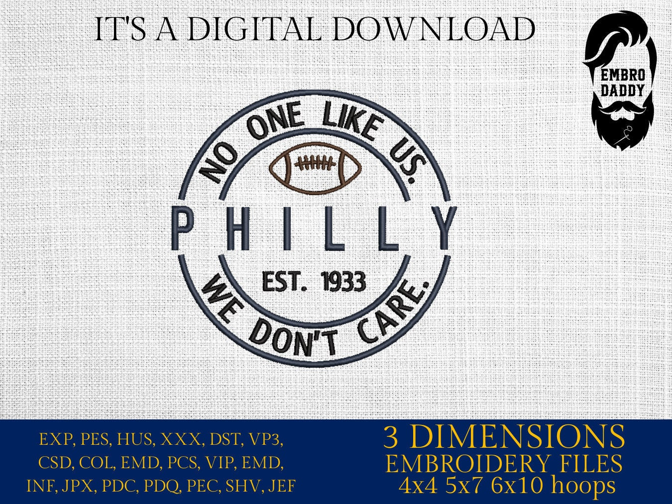 Machine Embroidery files, Philly, football gift idea PES, xxx, hus & more, fan embroidery files