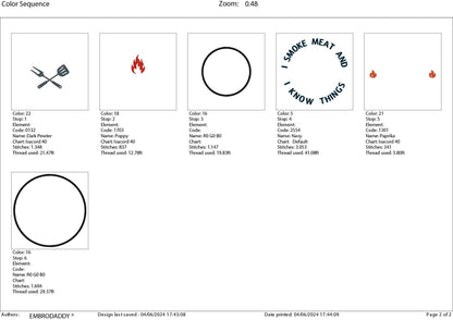 Machine Embroidery files, I smoke meat and I know things, embroidery files, gift idea PES, hus & more