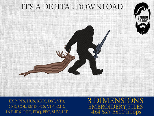 Machine Embroidery files, bigfoot hunting buck, PES, xxx, hus & more
