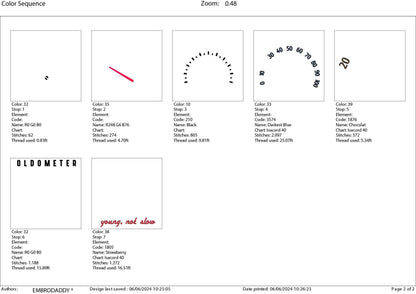 Machine Embroidery files, Oldometer 20 th birthday , 20 years old funny, gift idea PES, xxx, hus & more