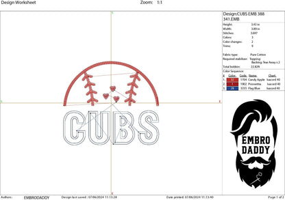 Machine Embroidery files, cubs, baseball, DST, PES, xxx, hus & more, father's day