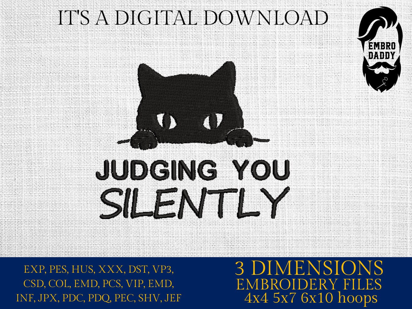 Machine Embroidery, Judging you silently embroidery files, Mom Cat Mom pes, Animal lover gift idea PES, xxx, hus & more, embroidery files