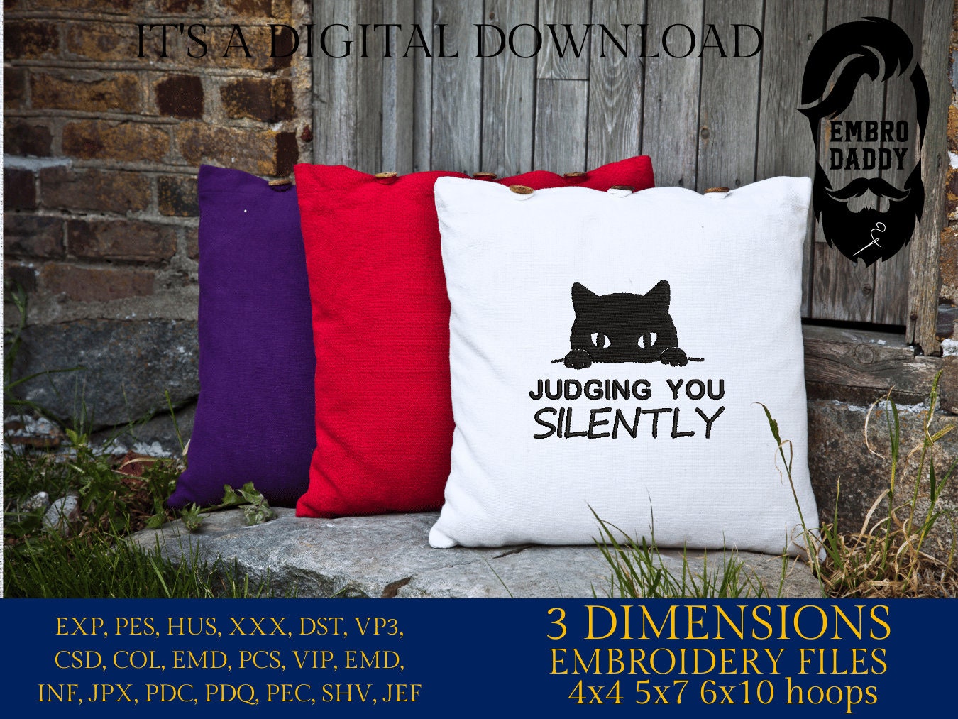 Machine Embroidery, Judging you silently embroidery files, Mom Cat Mom pes, Animal lover gift idea PES, xxx, hus & more, embroidery files