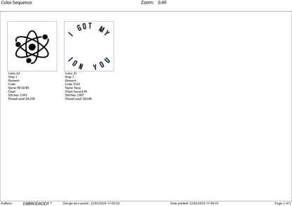 Machine Embroidery files, I got my ion you, DST, PES, xxx, hus & more