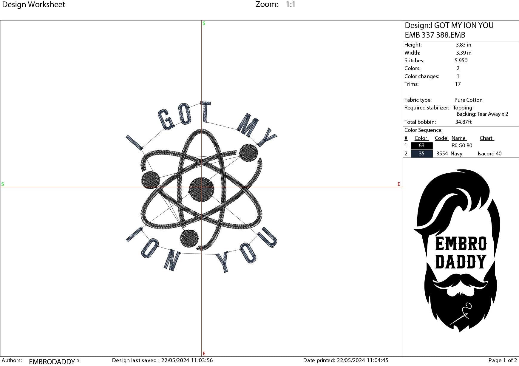 Machine Embroidery files, I got my ion you, DST, PES, xxx, hus & more