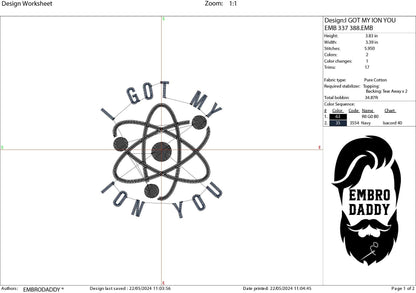 Machine Embroidery files, I got my ion you, DST, PES, xxx, hus & more