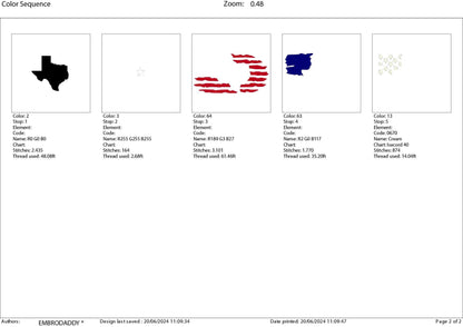 Machine Embroidery files, Texas, Usa Flag PES, DST, xxx, hus & more