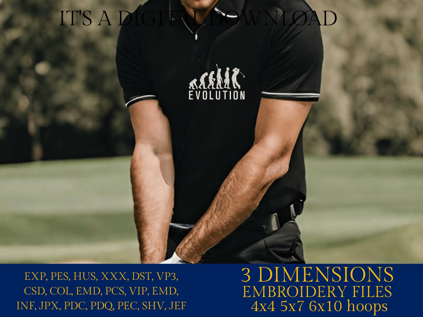 Machine Embroidery files, evolution, golf, PES, DST, hus & more