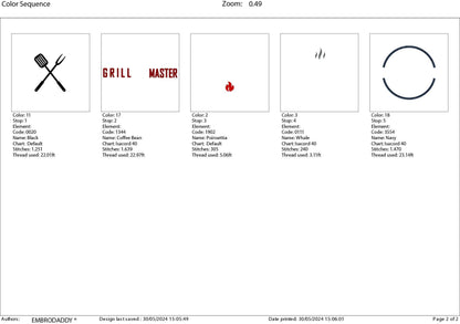 Machine Embroidery files, Grill Master, Father's Day Apron, funny embroidery files, gift idea PES, hus & more