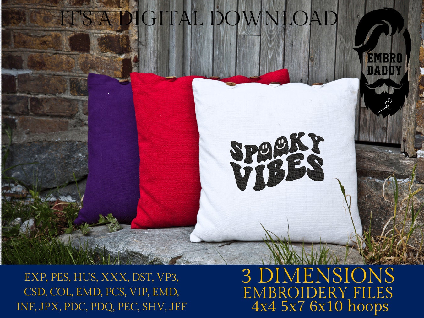 Machine Embroidery files, spooky vibes embroidery files, halloween pes Gift Idea, autumn Design PES, xxx hus & more, embroidery fall