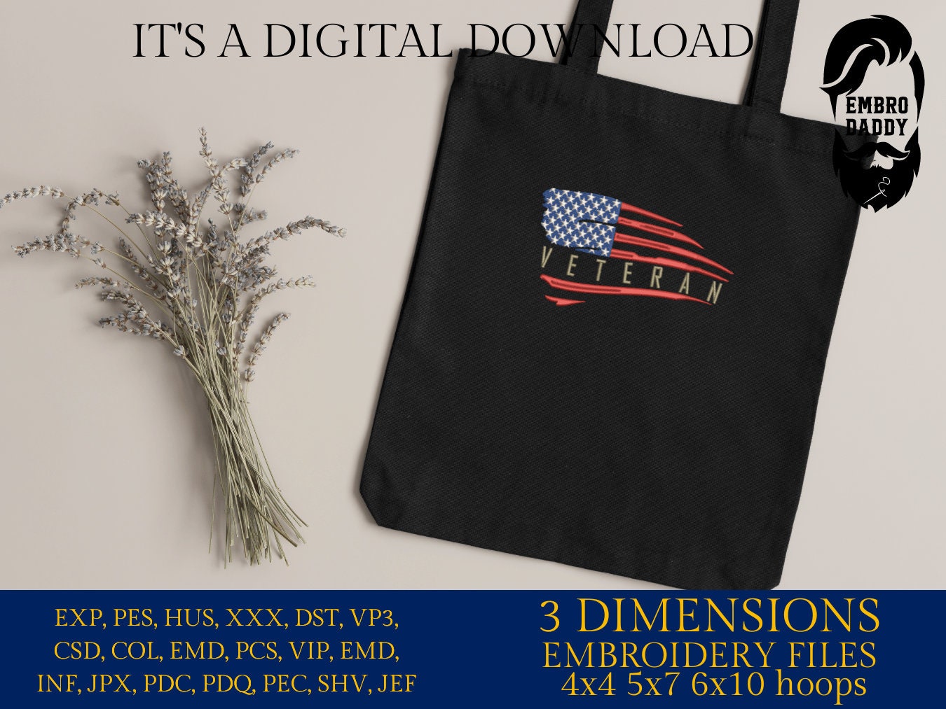 Machine Embroidery files, American Flag, veteran, PES, dst, xxx hus & more
