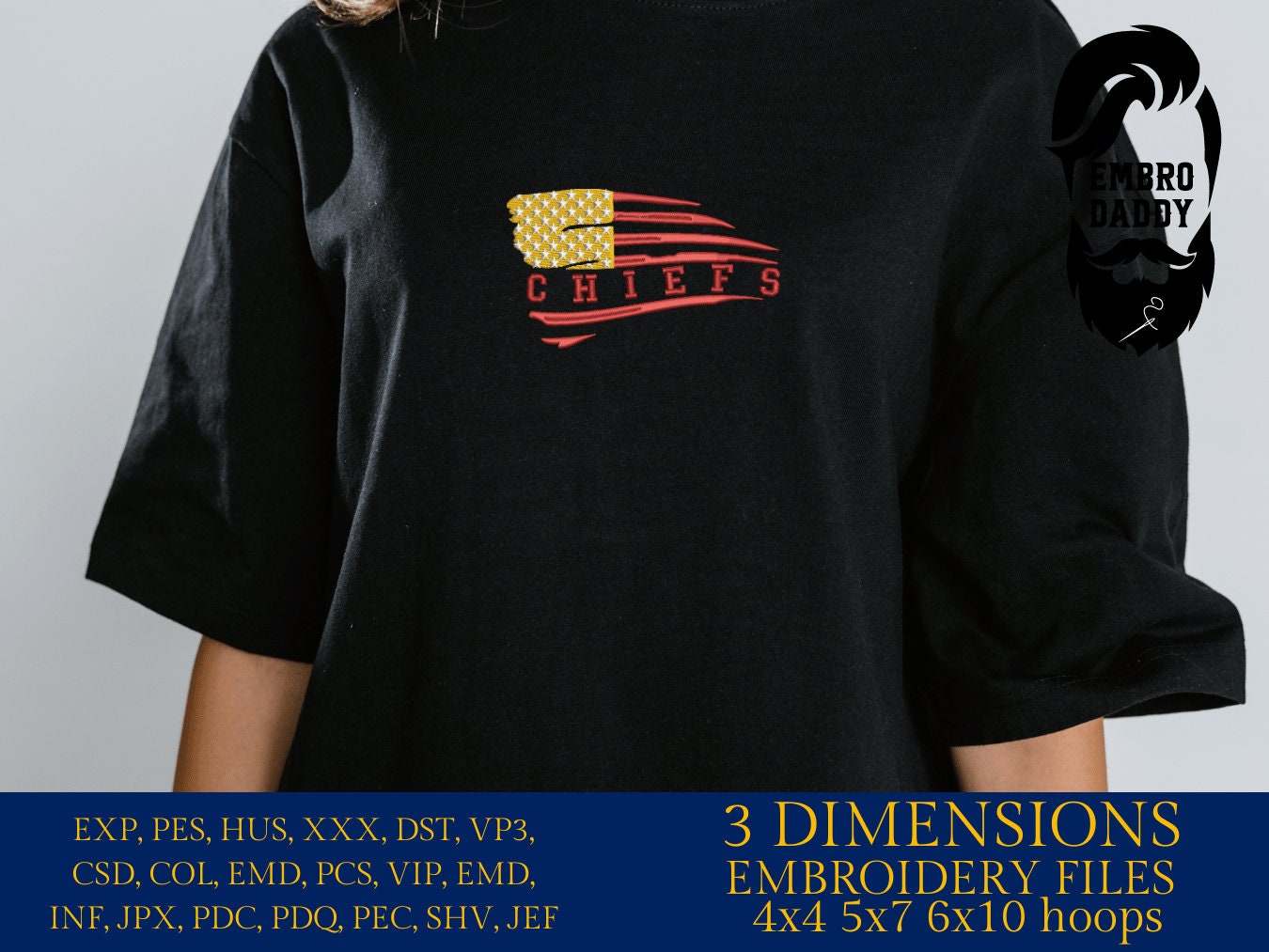 Machine Embroidery files, American Flag, chiefs, PES, dst, xxx hus & more