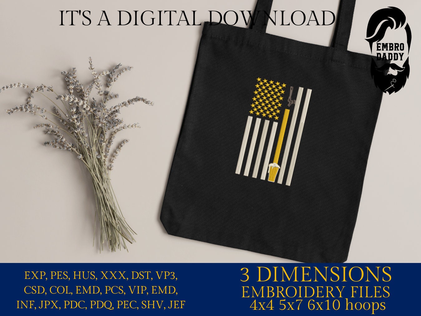 Machine Embroidery files, American Flag, Beer, PES, dst, xxx hus & more