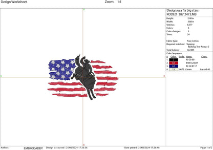 Machine Embroidery files, USA flag cowboy, DST, PES, xxx, hus & more