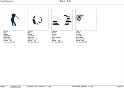 Machine Embroidery files, Golf Usa flag, PES, DST, hus & more