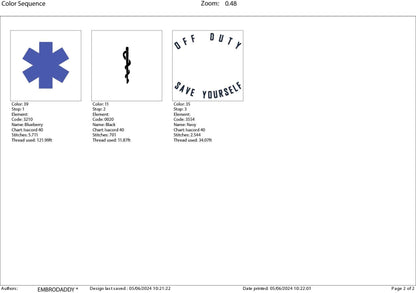 Machine Embroidery files, off duty save yourself, PES, xxx, hus & more
