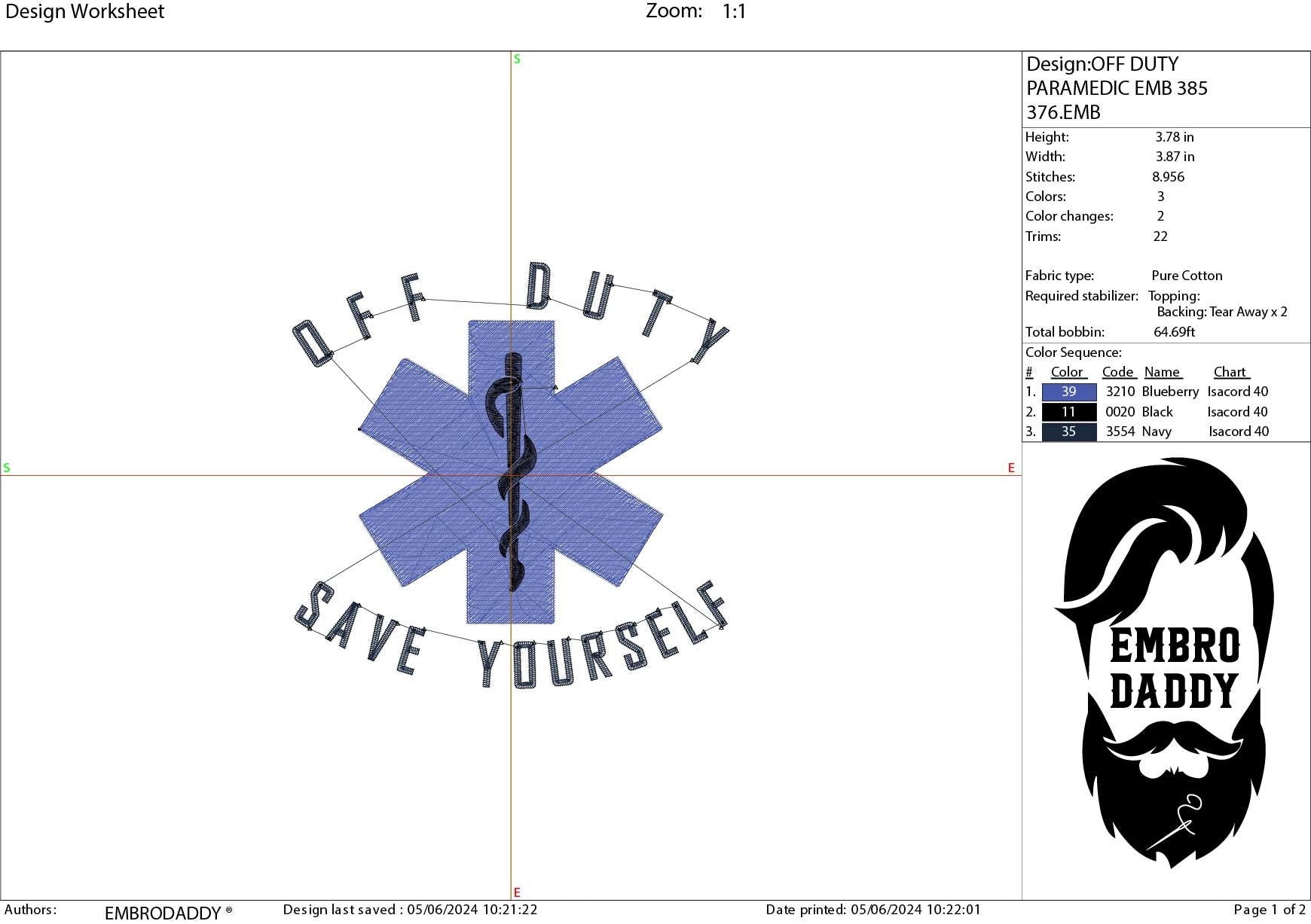 Machine Embroidery files, off duty save yourself, PES, xxx, hus & more