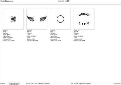 Machine Embroidery files, drone, PES, DST, hus & more