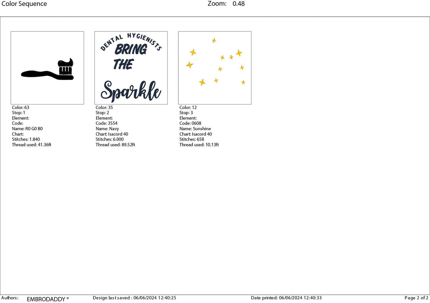 Machine embroidery files, Dental Hygienists bring the sparkle, Embroidery Pattern File in PES, DST, hus & more