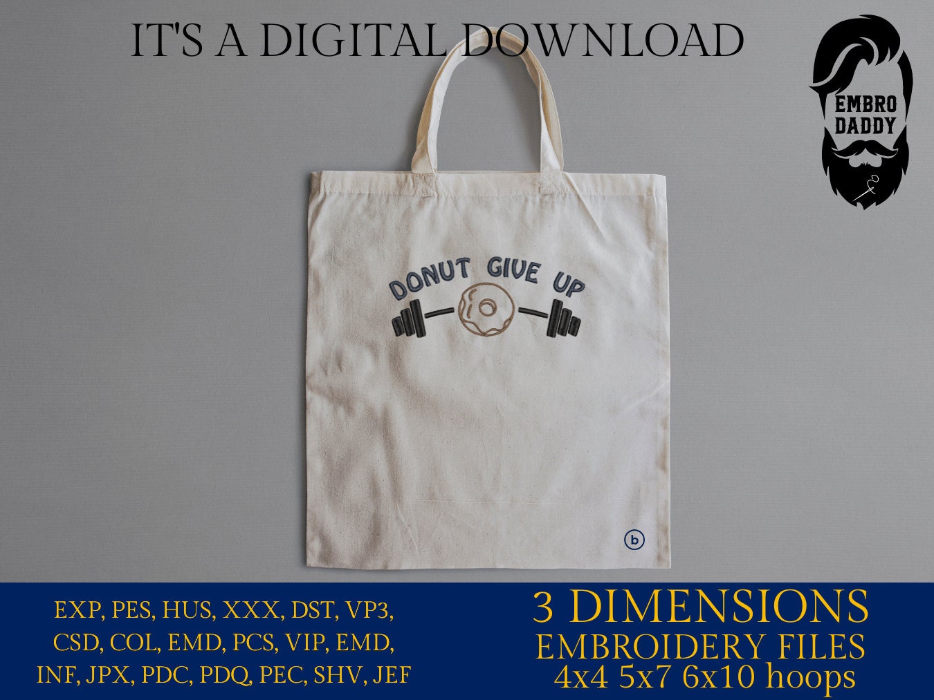 Machine Embroidery files, Donut give up, Workout, USA flag, barbell, Gym, Fitness, Gym Motivatiom, funny, PES, xxx, hus, dst & more