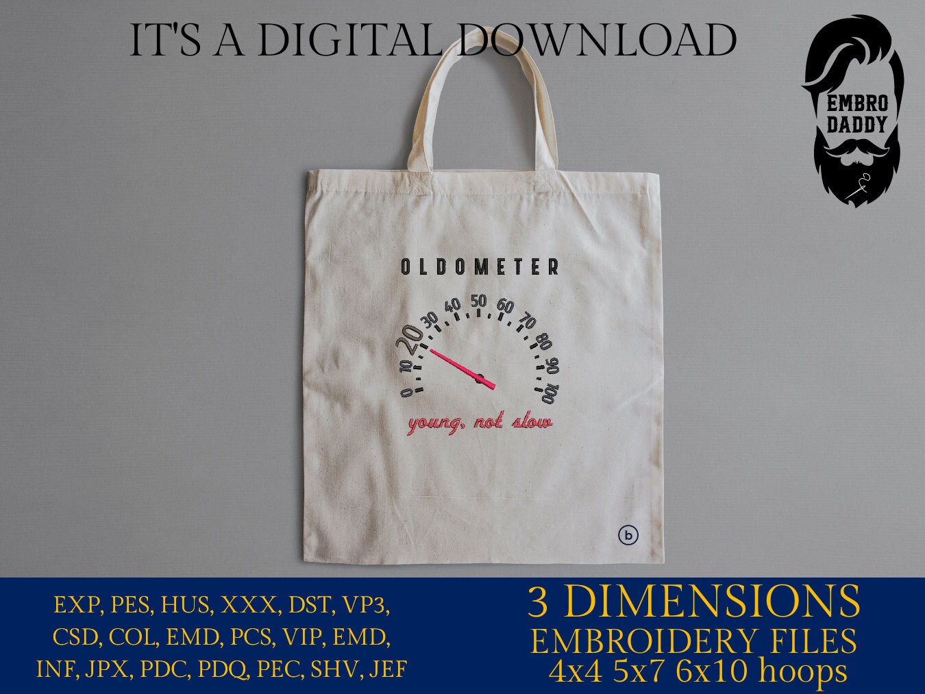 Machine Embroidery files, Oldometer 20 th birthday , 20 years old funny, gift idea PES, xxx, hus & more