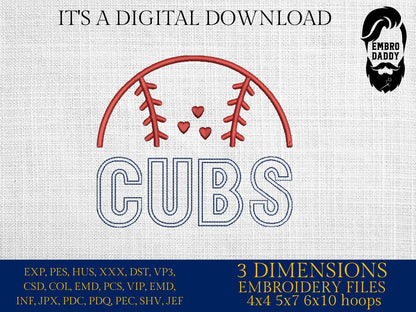 Machine Embroidery files, cubs, baseball, DST, PES, xxx, hus & more, father's day