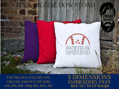 Machine Embroidery files, cubs, baseball, DST, PES, xxx, hus & more, father's day