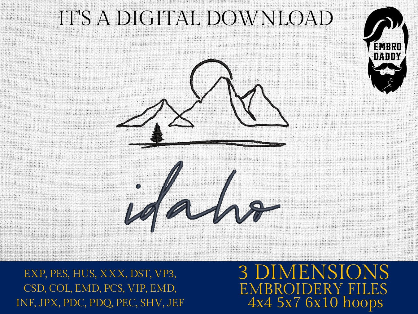 Machine Embroidery files, Idaho, DST, PES, xxx hus & more,