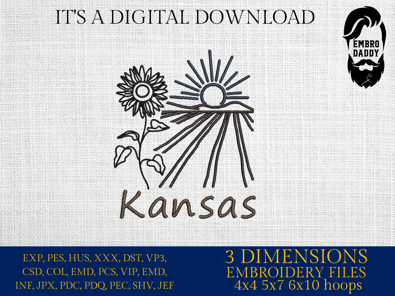 Machine Embroidery files, Kansas, DST, PES, xxx hus & more,