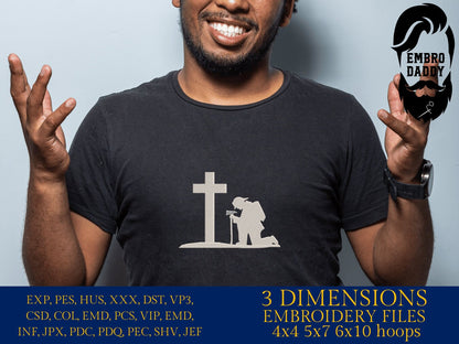 Machine Embroidery files, firefighter kneeling Cross, PES, DST, xxx, hus & more