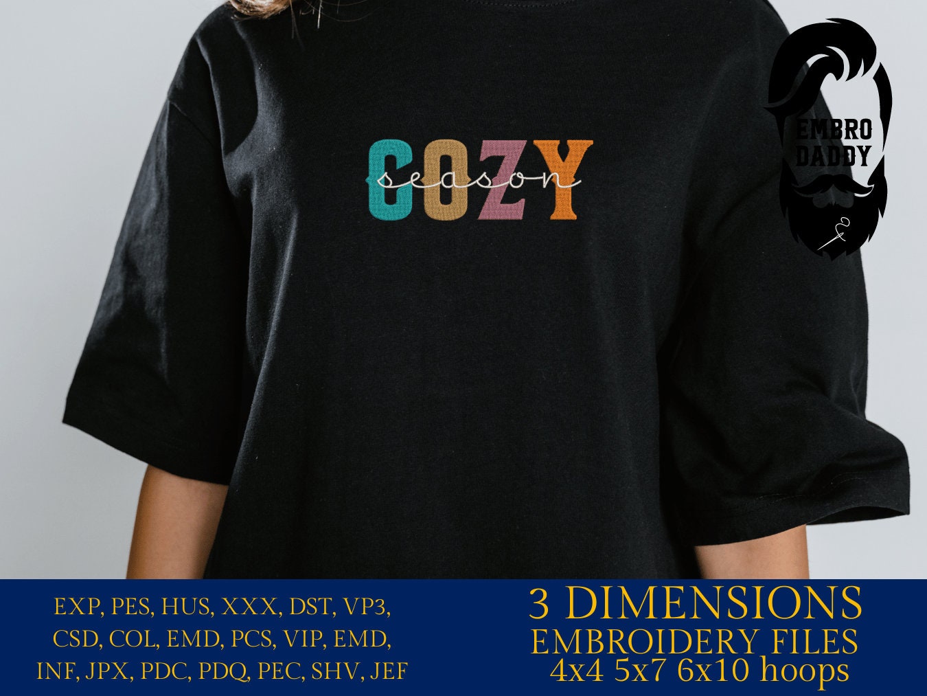 Machine Embroidery files, Cozy Season, PES, DST, xxx, hus & more
