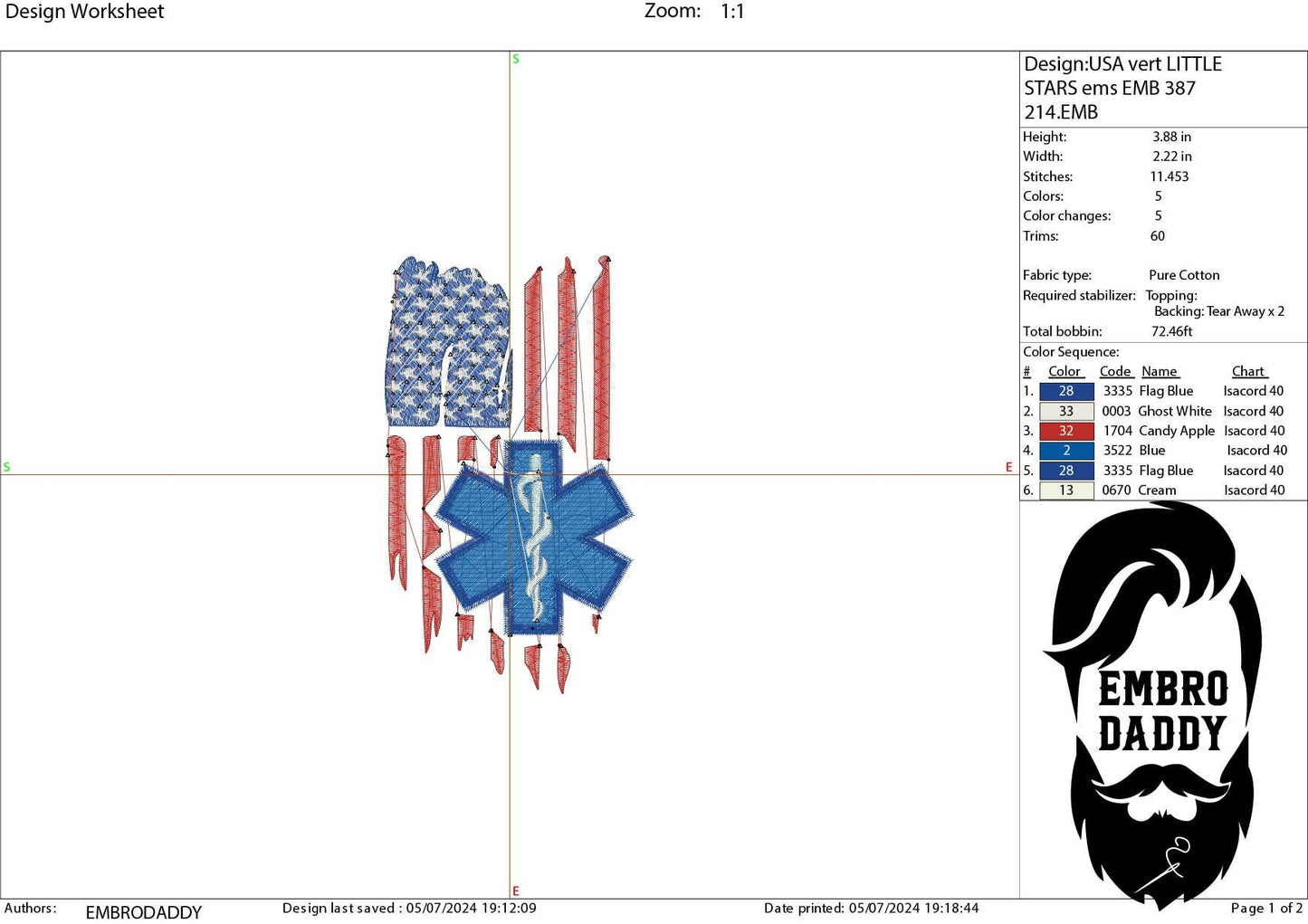 Machine Embroidery files, EMS paramedic, star of life, patriotic, Usa flag, PES, DST, hus & more