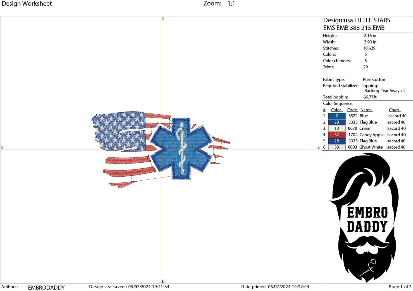 Machine Embroidery files, EMS paramedic, star of life, patriotic, Usa flag, PES, DST, hus & more